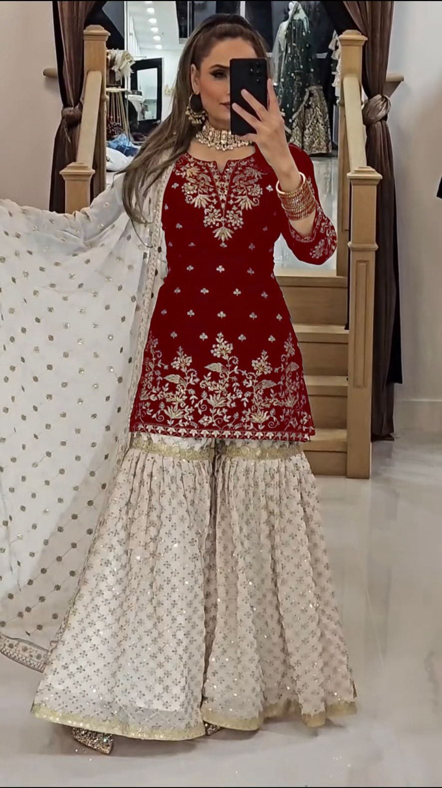 Georgette Embroidered Sharara Suit with Dupatta
